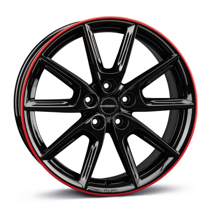 Borbet LX18 black glossy rim red 8x18 5x112 ET44