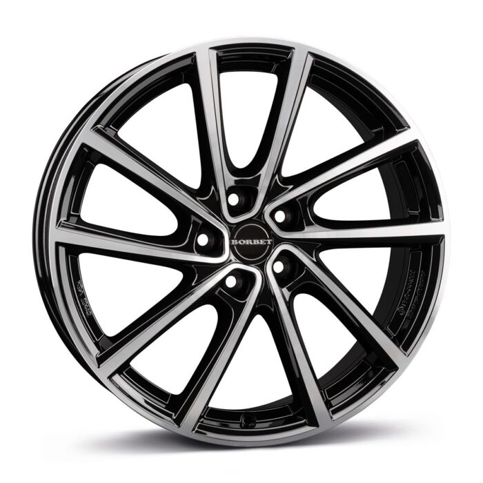 Borbet V black polished glossy 7x19 5x108 ET38
