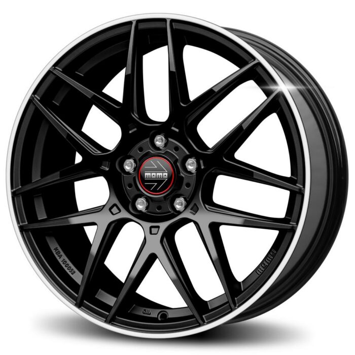 Momo Competizione Glossy Black Polished Lip 7,5x17 5x100 ET40