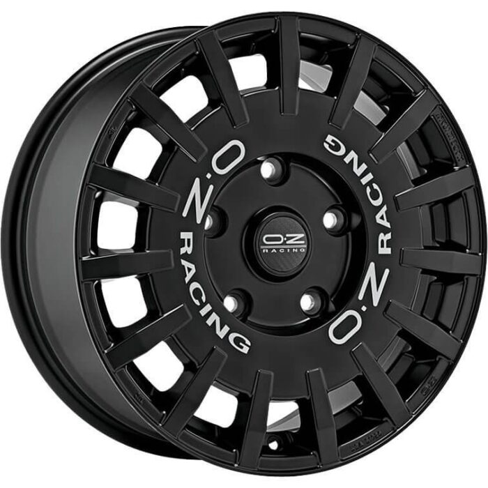 OZ Racing Rally Racing Gloss Black Silver Lettering 7x17 4x100 ET30