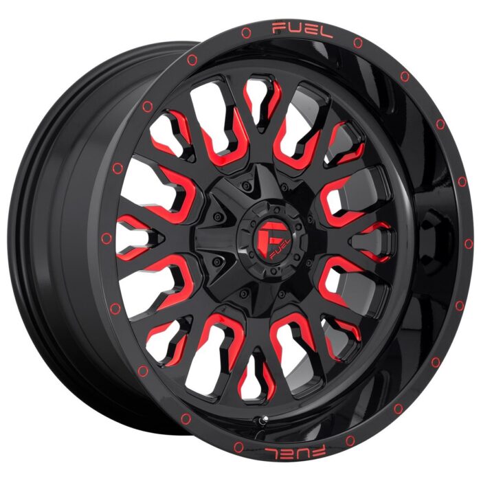 Fuel D612 Stroke Gloss Black Red Tinted Clear 10x22 6x139.7 ET-19